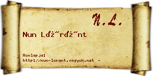 Nun Lóránt névjegykártya